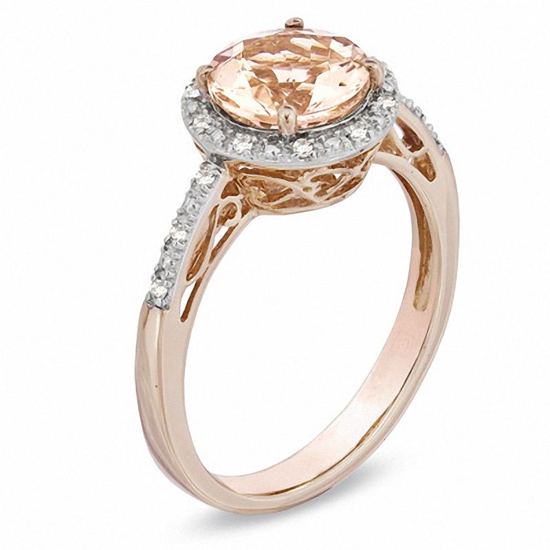 8.0mm Morganite and Diamond Accent Ring in 10K Rose Gold
