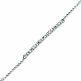 Lab-Created White Sapphire Bar Bracelet in Sterling Silver - 7.25&quot;