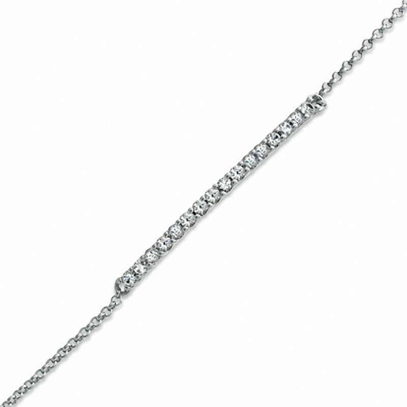 White Lab-Created Sapphire Bar Bracelet in Sterling Silver - 7.25"|Peoples Jewellers