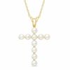 Thumbnail Image 0 of 2.5-2.75mm Button Cultured Freshwater Pearl Cross Pendant in 10K Gold