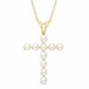 2.5-2.75mm Button Freshwater Cultured Pearl Cross Pendant in 10K Gold