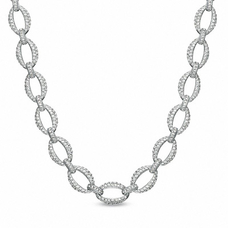 Main Image 1 of AVA Nadri Crystal Open Link Necklace in White Rhodium Brass - 16"