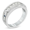 Thumbnail Image 1 of Vera Wang Love Collection Men's 0.45 CT. T.W. Diamond Slant Wedding Band in 14K White Gold