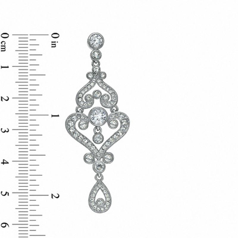 AVA Nadri Crystal Chandelier Earrings in White Rhodium Brass