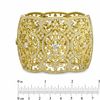 AVA Nadri Cubic Zirconia and Crystal Ornate Hinged Wide Bangle in Brass with 18K Gold Plate - 7.5"
