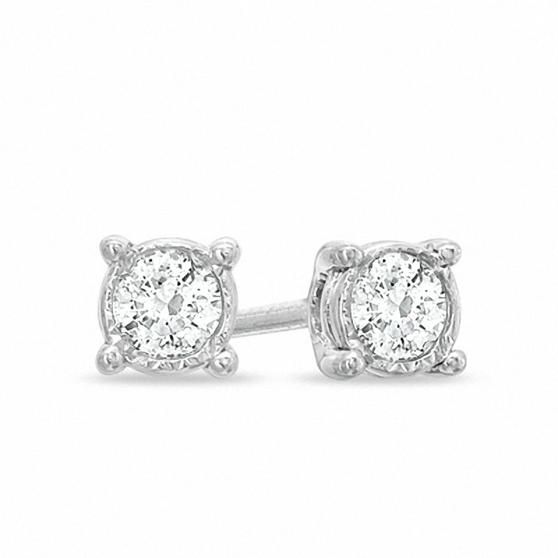 Main Image 1 of 0.25 CT. T.W. Diamond Miracle-Set Stud Earrings in 10K White Gold