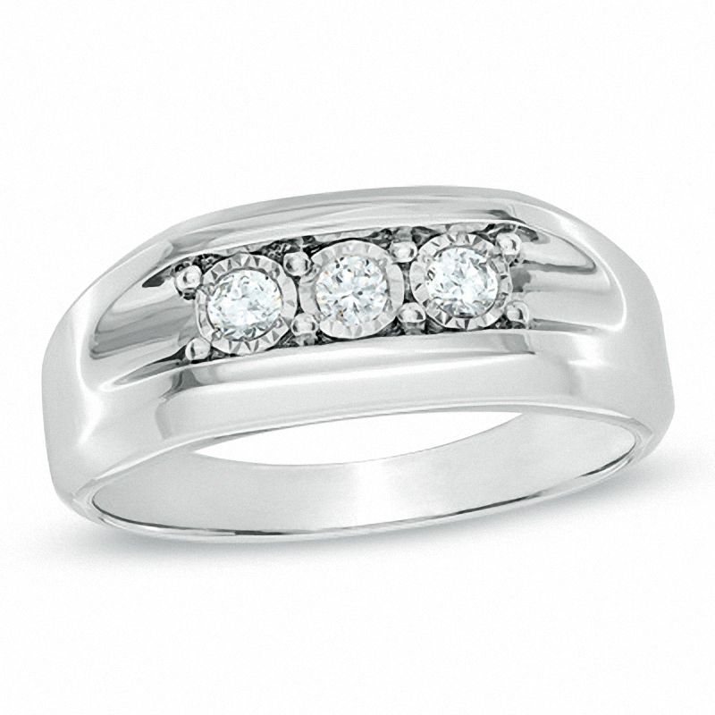 Men's 0.25 CT. T.W. Diamond Three Stone Ring in 10K White Gold|Peoples Jewellers