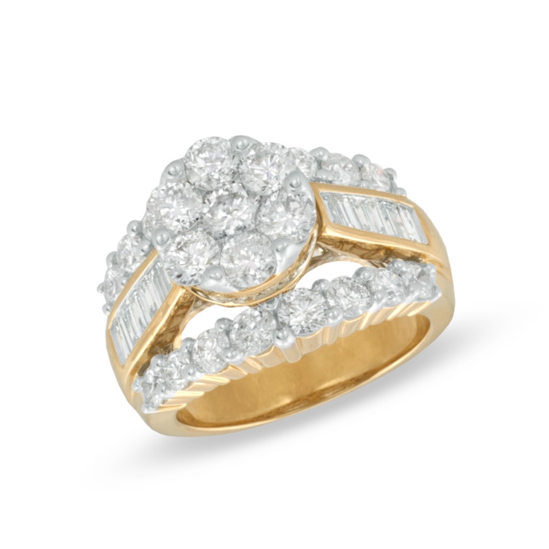 Main Image 1 of 4.00 CT. T.W. Diamond Cluster Engagement Ring in 14K Gold