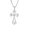 Thumbnail Image 1 of Diamond Accent Solitaire Gothic-Style Cross Pendant in Sterling Silver