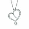 Thumbnail Image 0 of Diamond Accent Ribbon Heart Pendant in Sterling Silver