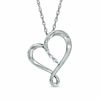 Diamond Accent Ribbon Heart Pendant in Sterling Silver