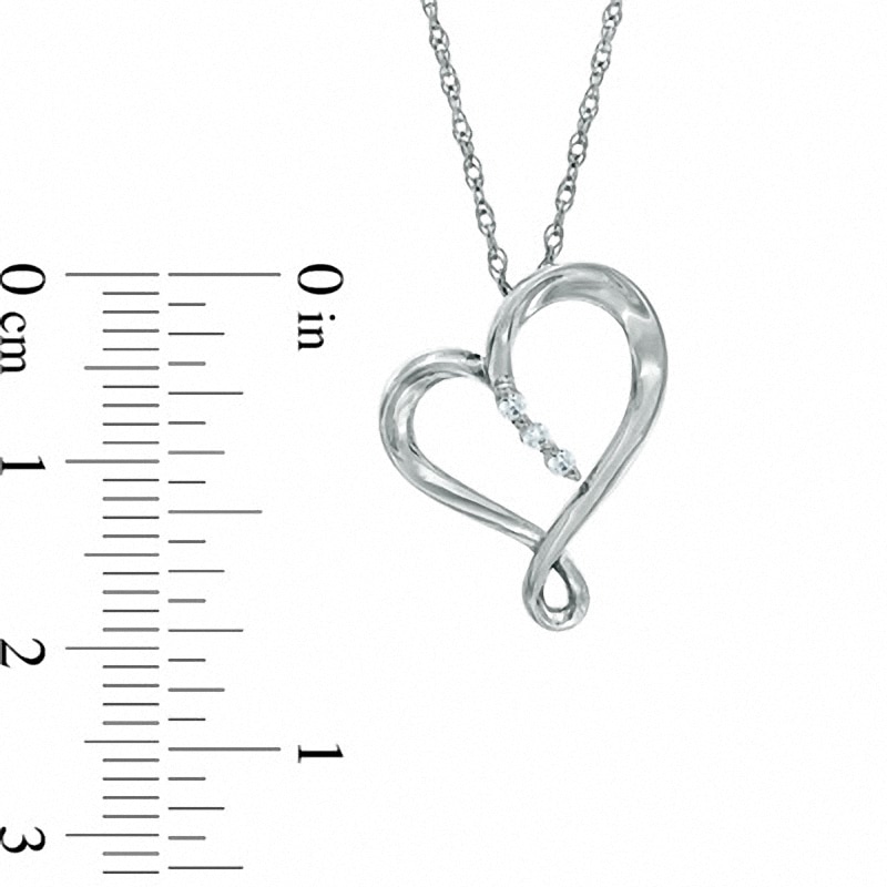 Diamond Accent Ribbon Heart Pendant in Sterling Silver