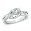 0.50 CT. T.W. Princess-Cut Diamond Three Stone Swirl Engagement Ring in 14K White Gold