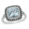 Aquamarine, London Blue Topaz and 0.19 CT. T.W. Enhanced Champagne and White Diamond Ring in 10K White Gold
