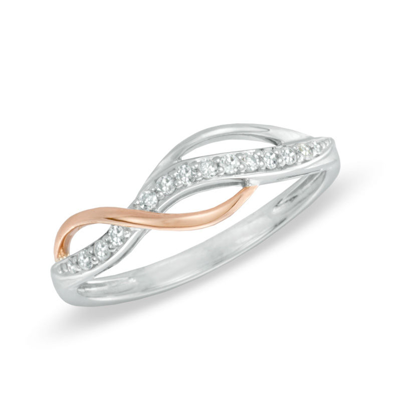 0.10 CT. T.W. Diamond Infinity Ring in Sterling Silver and 10K Rose Gold|Peoples Jewellers