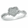 Thumbnail Image 0 of 0.10 CT. T.W. Diamond Heart Cluster Ring in Sterling Silver