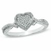 Thumbnail Image 1 of 0.10 CT. T.W. Diamond Heart Cluster Ring in Sterling Silver