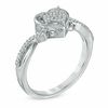 Thumbnail Image 1 of 0.10 CT. T.W. Diamond Heart Cluster Ring in Sterling Silver