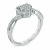 Thumbnail Image 2 of 0.10 CT. T.W. Diamond Heart Cluster Ring in Sterling Silver