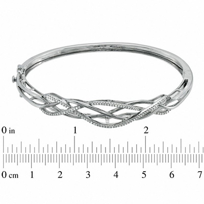 Main Image 2 of 0.25 CT. T.W. Diamond Loose Braid Bangle in Sterling Silver