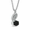 Thumbnail Image 0 of 0.15 CT. T.W. Enhanced Black and White Diamond Cluster Flame Pendant in Sterling Silver