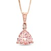 8.0mm Trillion-Cut Morganite and Diamond Accent Pendant in 10K Rose Gold