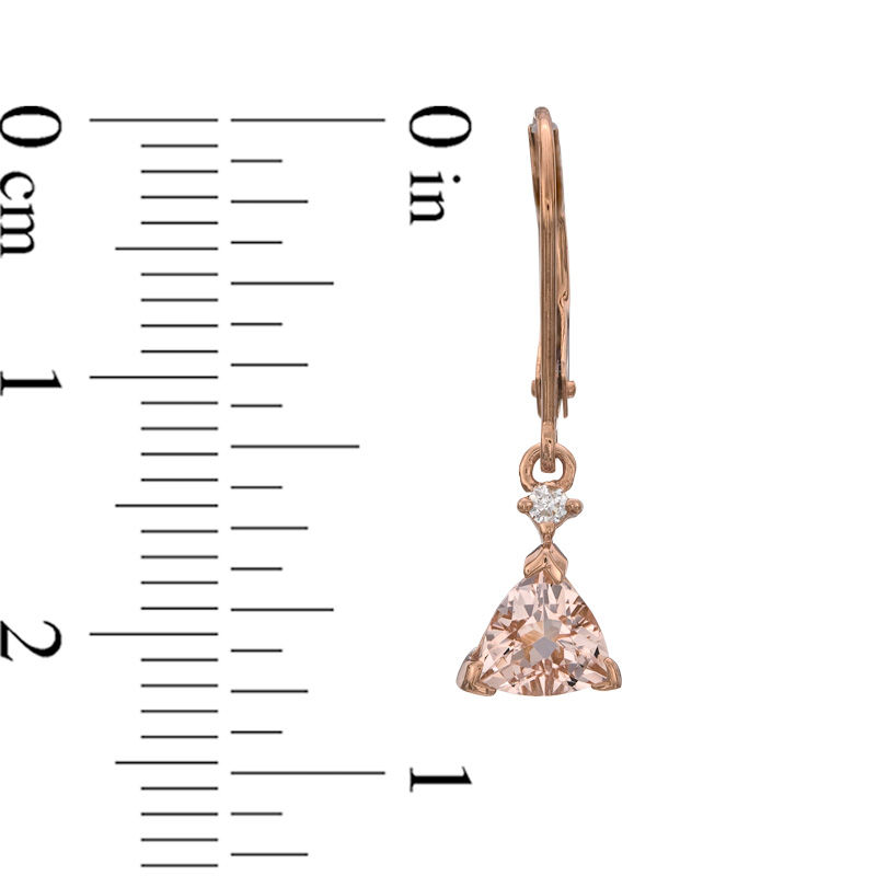 5.0mm Trillion-Cut Morganite and Diamond Accent Drop Earrings in 10K Rose Gold