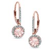 Thumbnail Image 1 of 6.0mm Morganite and Diamond Accent Earrings in 10K Rose Gold