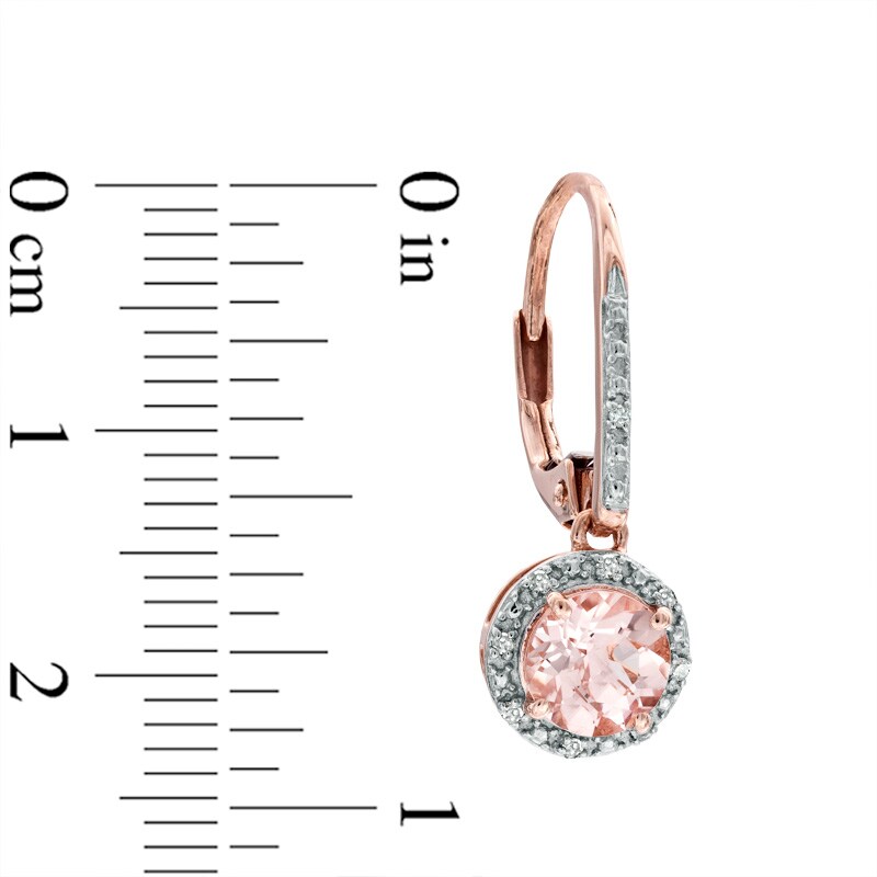 Main Image 2 of 6.0mm Morganite and Diamond Accent Earrings in 10K Rose Gold