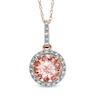 8.0mm Morganite and Diamond Accent Pendant in 10K Rose Gold
