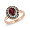 Oval Rhodolite Garnet, Smoky Quartz and Diamond Accent Ring in 10K Rose Gold