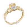 Thumbnail Image 2 of Heart-Shaped Multi-Diamond Accent Claddagh Ring in 10K Gold