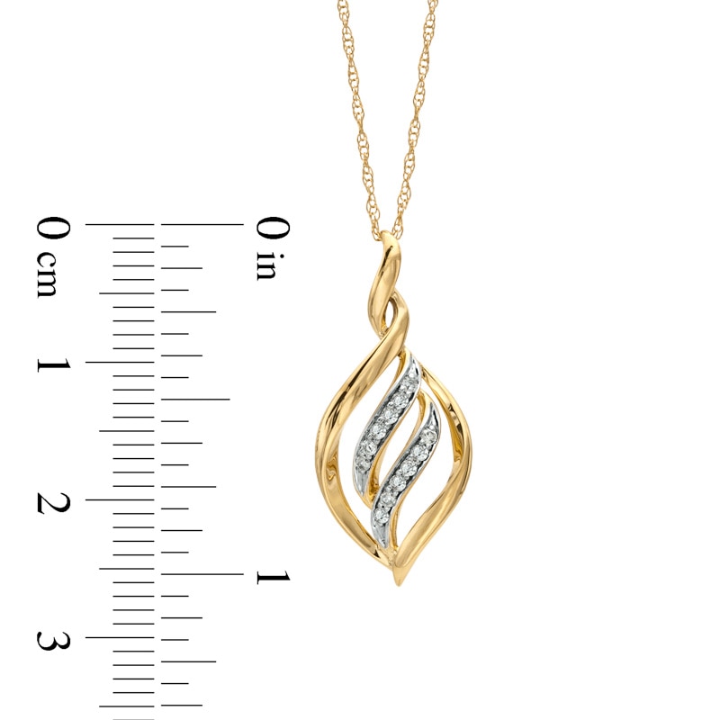 Main Image 2 of 0.10 CT. T.W. Diamond Open Flame Pendant in 10K Gold