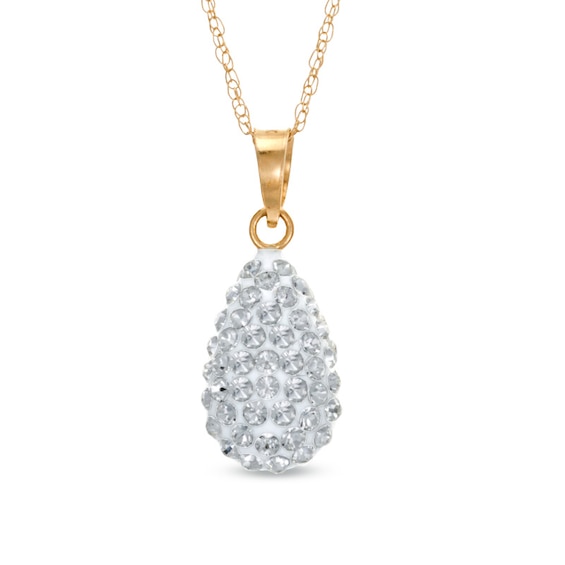 Crystal Teardrop Pendant in 14K Gold