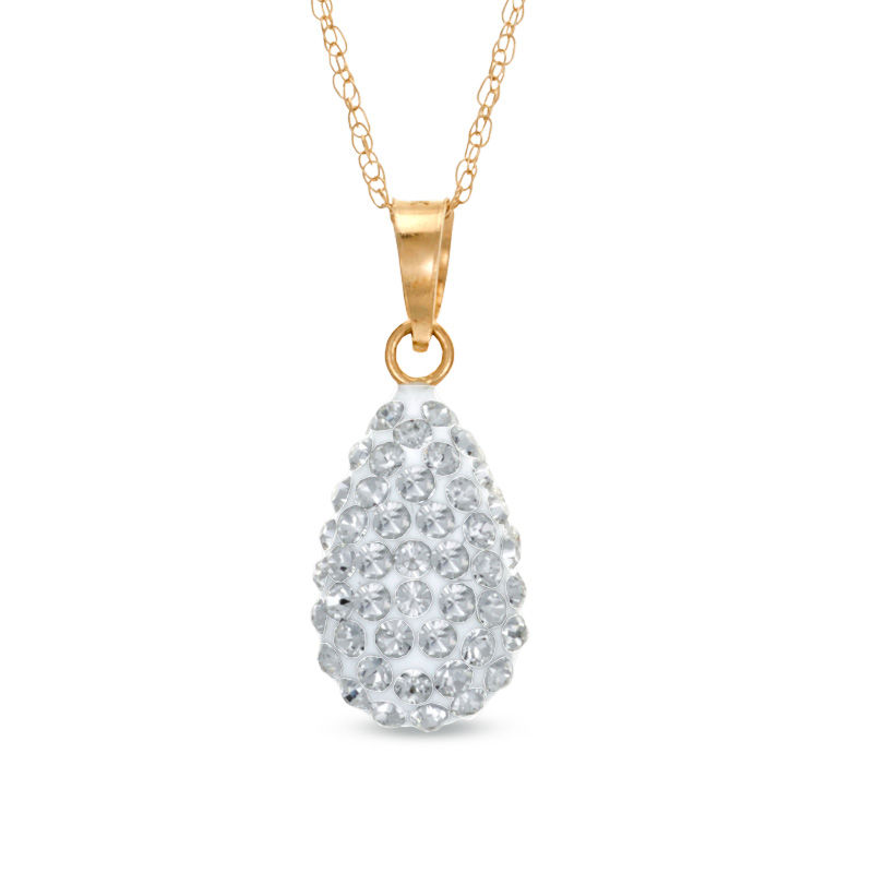 Crystal Teardrop Pendant in 14K Gold