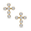 Thumbnail Image 1 of Small Lab-Created White Sapphire Cross Stud Earrings in 14K Gold