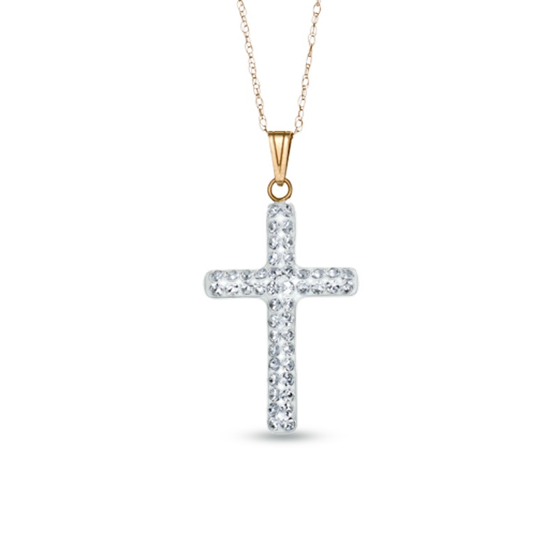 Crystal Cross Pendant in 14K Gold|Peoples Jewellers