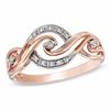 Thumbnail Image 0 of 0.10 CT. T.W. Diamond Ribbon Ring in 10K Rose Gold