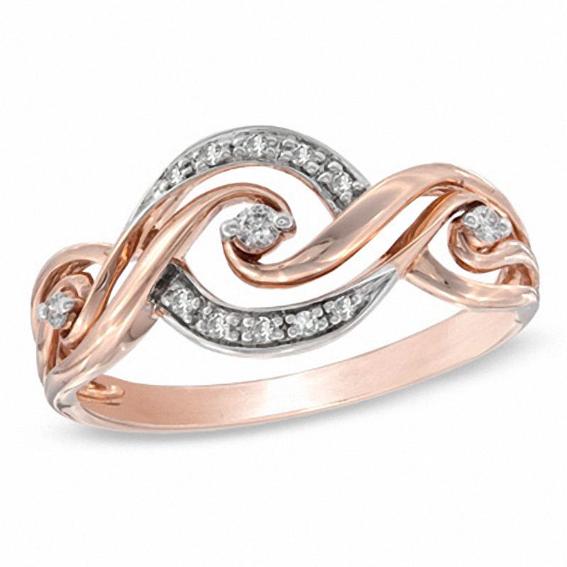 0.10 CT. T.W. Diamond Ribbon Ring in 10K Rose Gold|Peoples Jewellers