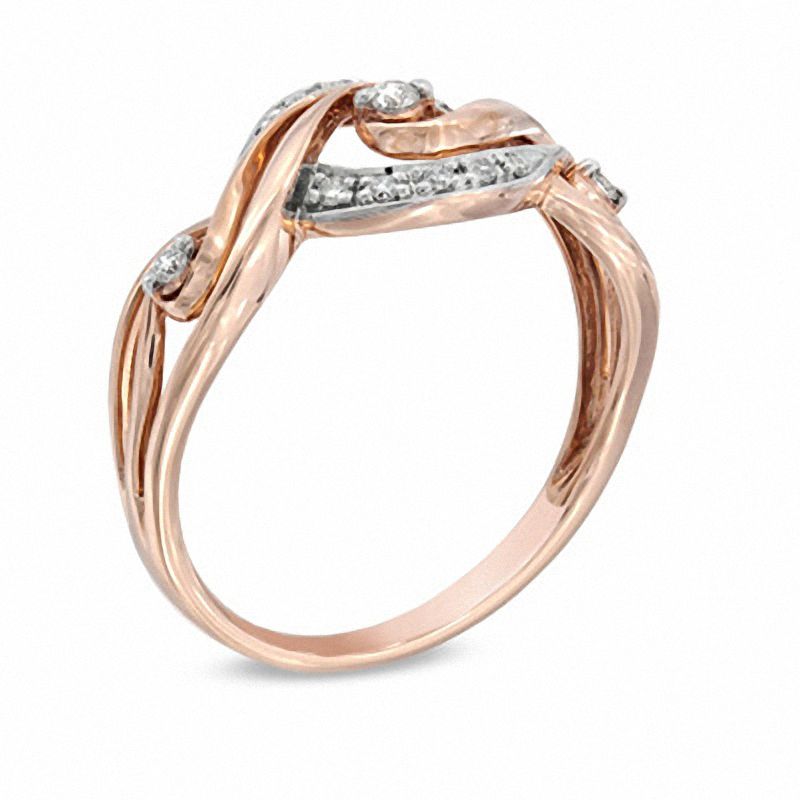 0.10 CT. T.W. Diamond Ribbon Ring in 10K Rose Gold