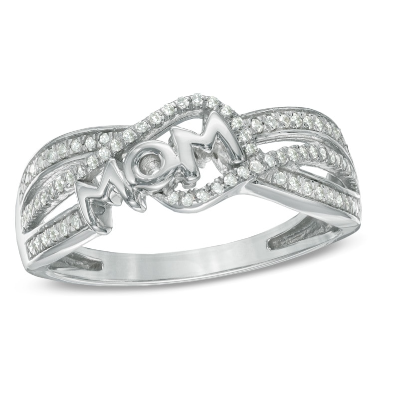 0.20 CT. T.W. Diamond "MOM" Ring in Sterling Silver