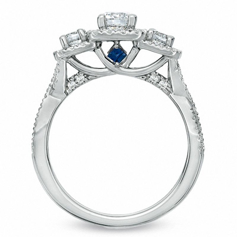 Main Image 3 of Vera Wang Love Collection 0.95 CT. T.W. Diamond Three Stone Twist Shank Engagement Ring in 14K White Gold