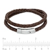 Thumbnail Image 2 of Brown Leather and Stainless Steel Double Wrap Bracelet - 16.75"