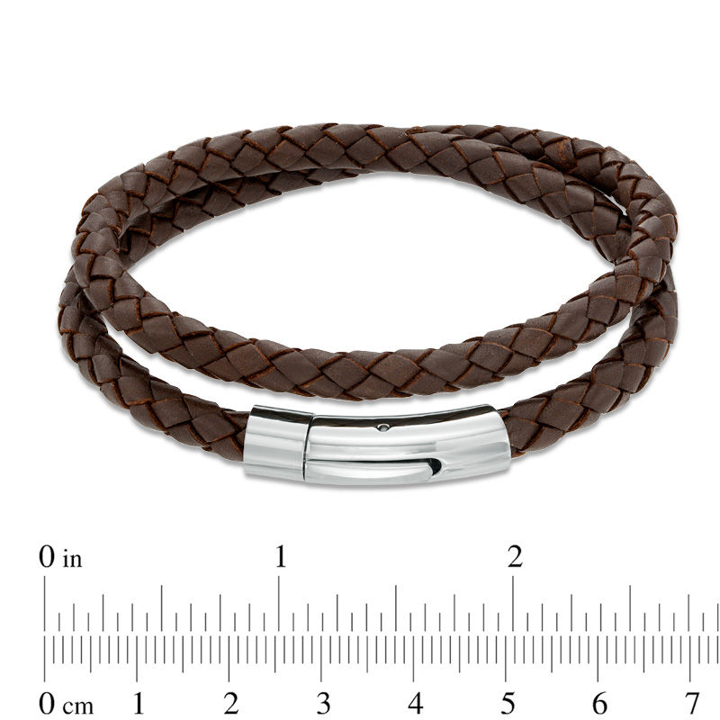 Leather and Stainless Steel Double Wrap Bracelet