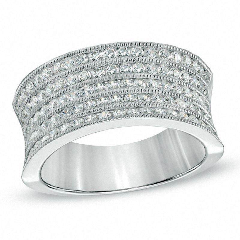 1.00 CT. T.W. Diamond Five Row Concave Anniversary Band in 14K White Gold