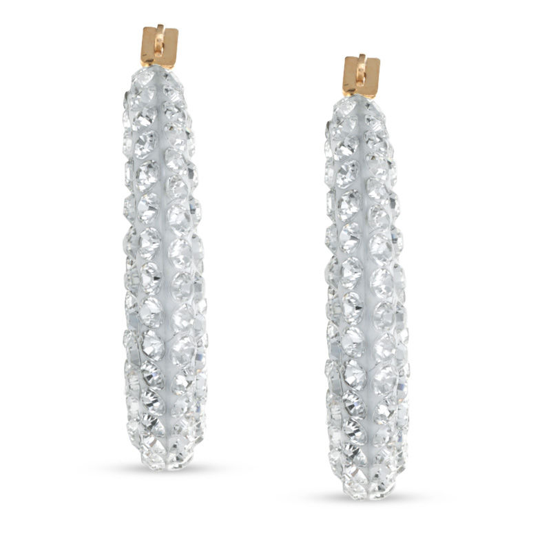 Main Image 1 of Crystal Hoop Earrings in 14K Gold