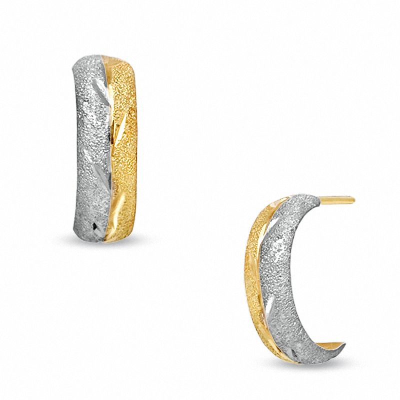 Diamond-Cut Hoop Earrings in 14K Two-Tone Gold|Peoples Jewellers