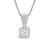 Thumbnail Image 1 of 0.10 CT. Certified Canadian Diamond Square-Set Solitaire Pendant in 14K White Gold - 17"(I/I2)