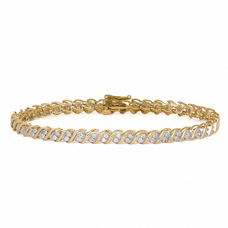 1.50 CT. T.W. Diamond Cascading Tennis Bracelet in 10K Gold - 7.25"