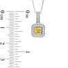 Thumbnail Image 2 of 0.70 CT. T.W. Certified Cushion-Cut Natural Yellow and White Diamond Pendant in 14K White Gold (P/I1)
